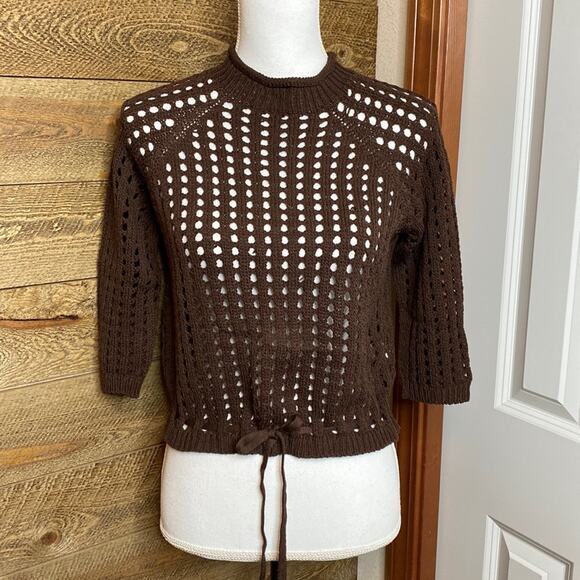 St. John Sport by Marie Gray brown sweater with drawstring waist size small - Picture 1 of 9